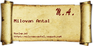 Milovan Antal névjegykártya